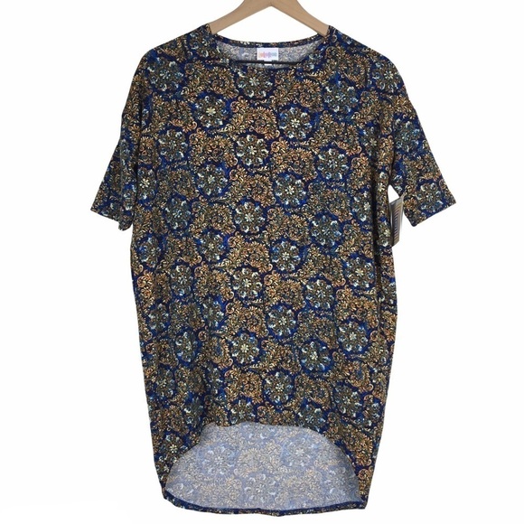 LULAROE Irma Tunic Top Floral Paisley Hi Lo Hem Retro Mod Print Size XXS NWT - Picture 2 of 11